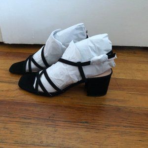 NWT J. Crew Black Suede Strappy Sandals Size 6.5